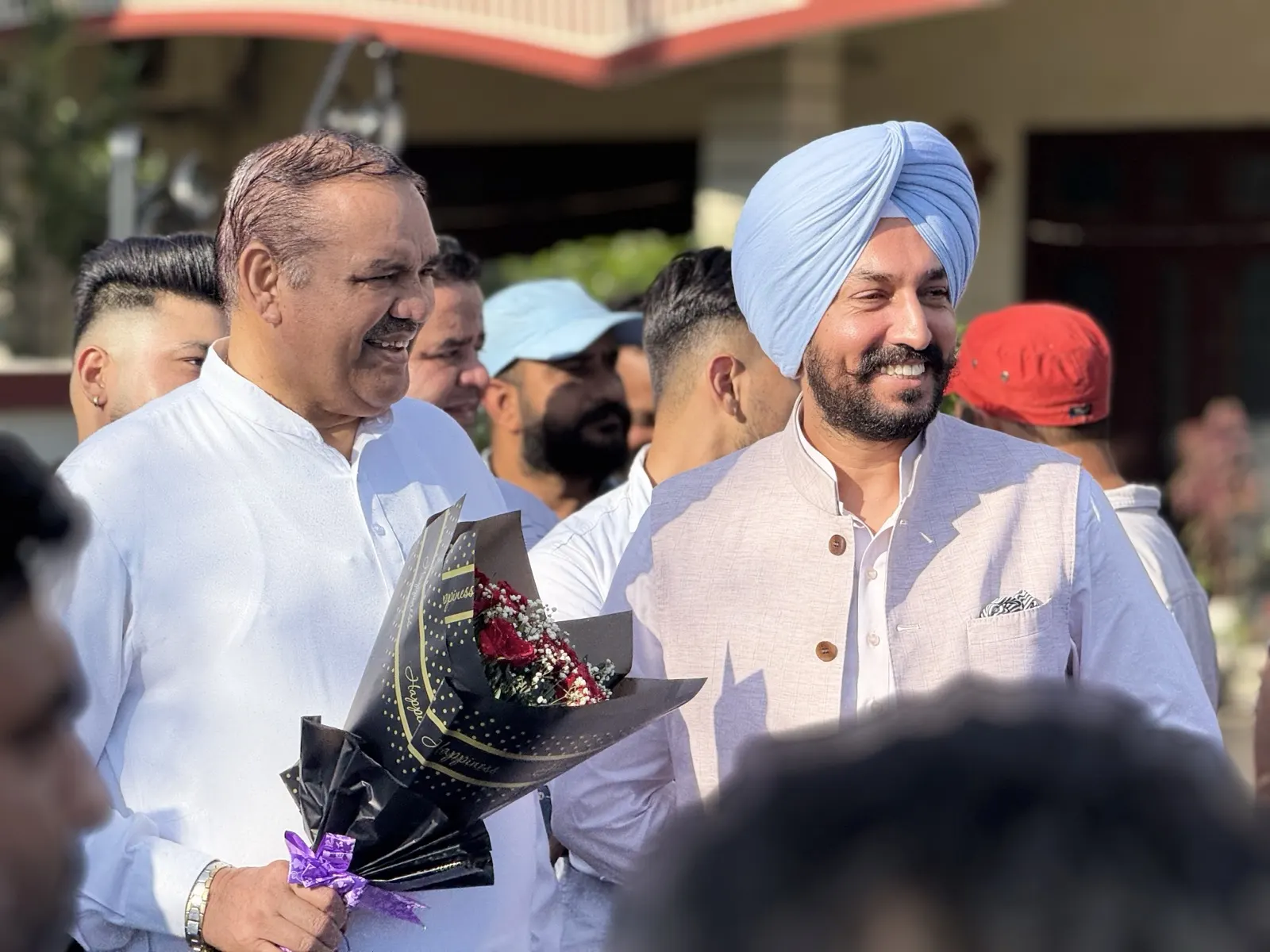 Being welcomed at a constituency visit