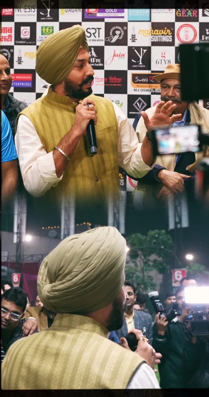 Political rally engagement moment, addressing supporters on leadership vision